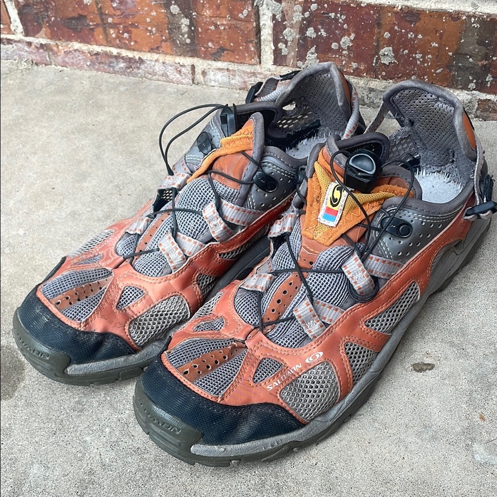 Salomon Orange Gray Athletic Trail Shoes